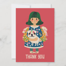 Personalised Pug Greeting Card | Boho Floral Card 