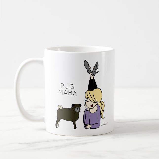Personalised Pug Mama Coffee Mug (Left)
