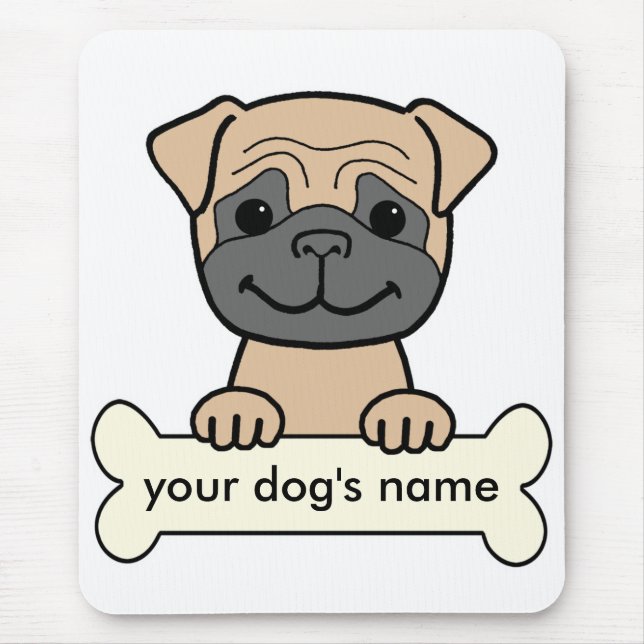 Personalised Pug Mouse Mat (Front)