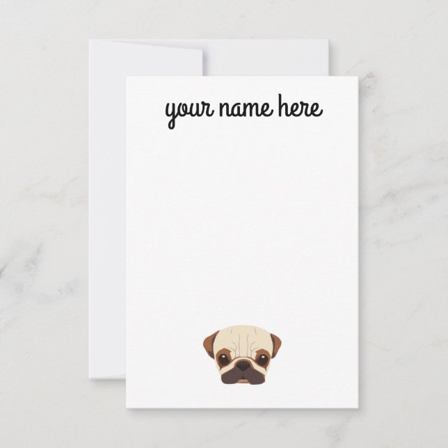 Personalised Pug Notecards (Front)