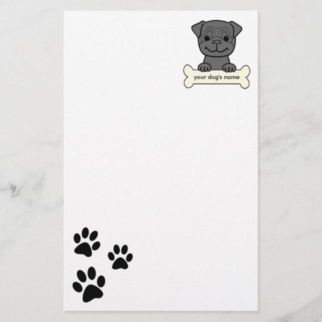 Personalised Pug Stationery (Front)