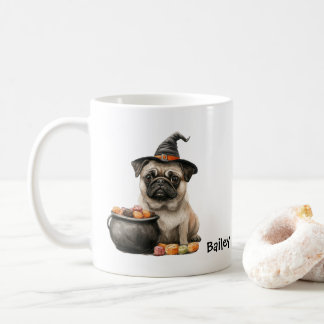 Personalised Pug Witch Halloween Dog Coffee Mug