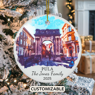 Personalised Pula Ornament, Croatia Ceramic Tree Decoration