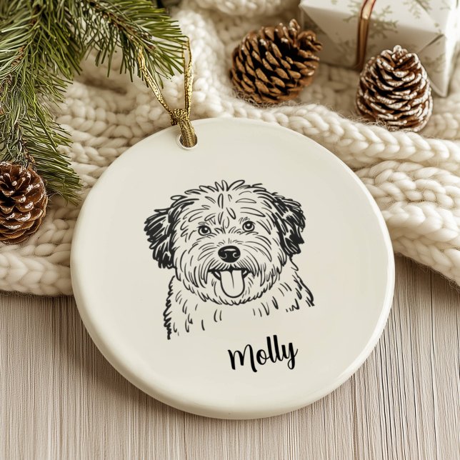 Personalised Puli Dog Christmas Ceramic Tree Decoration (Creator Uploaded)