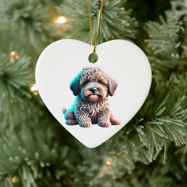Personalised Puli Puppy Ceramic Tree Decoration (Tree)