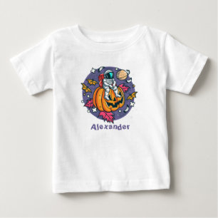 Personalised Pumpkin Astronaut Halloween Baby T-Shirt
