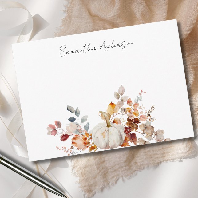 Personalised Pumpkin Autumn Fall Flat Note Card (Creator Uploaded)