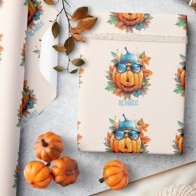 Personalised Pumpkin Autumn Halloween Gift Wrapping Paper (Creator Uploaded)