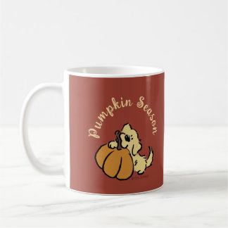 Personalised Pumpkin Cute Puppy Autumn Red Coffee Mug