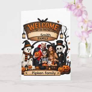 Personalised Pumpkin Family Halloweensign Card