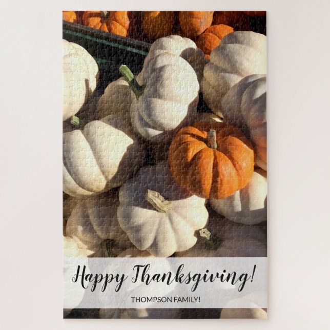 Personalised Pumpkin farm photography Thanksgiving Jigsaw Puzzle (Vertical)