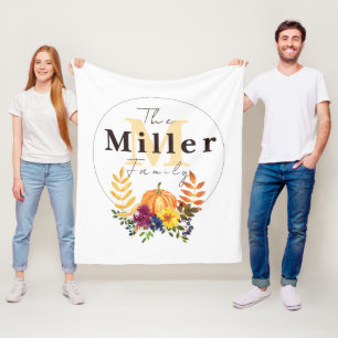 Personalised pumpkin floral    fleece blanket
