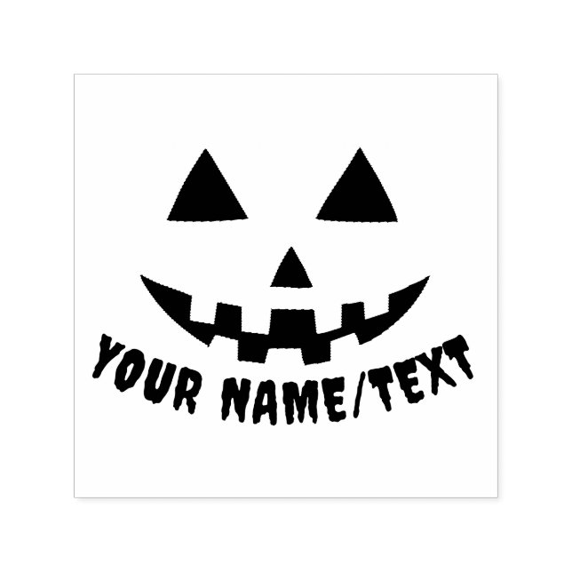 Personalised Pumpkin Halloween Name Black & White Self-inking Stamp (Design)
