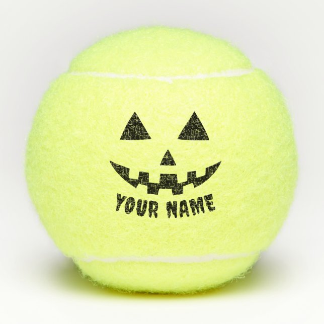 Personalised Pumpkin Halloween Name Black & White Tennis Balls (Front)
