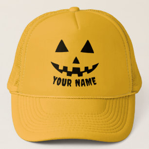 Personalised Pumpkin Halloween Name Black & White Trucker Hat