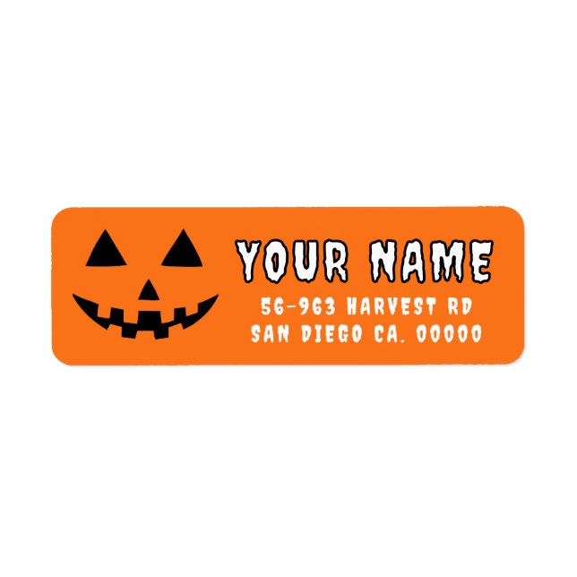 Personalised Pumpkin Halloween Your Name Address (Front)