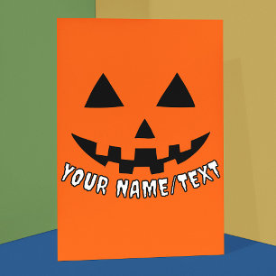 Personalised Pumpkin Halloween Your Name or TEXT Card