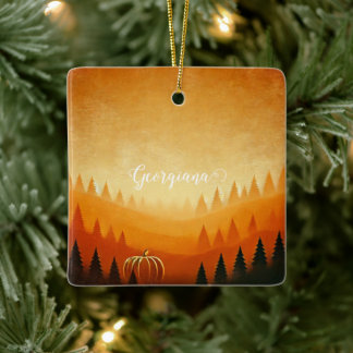 Personalised Pumpkin Harvest Autumnal Harvest Ceramic Ornament