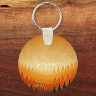 Personalised Pumpkin Harvest Autumnal Harvest Key Ring