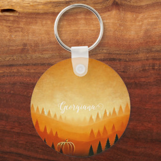 Personalised Pumpkin Harvest Autumnal Harvest Key Ring