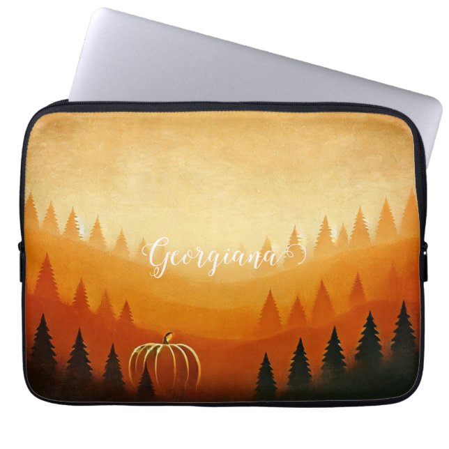Personalised Pumpkin Harvest Autumnal Harvest Laptop Sleeve (Front)