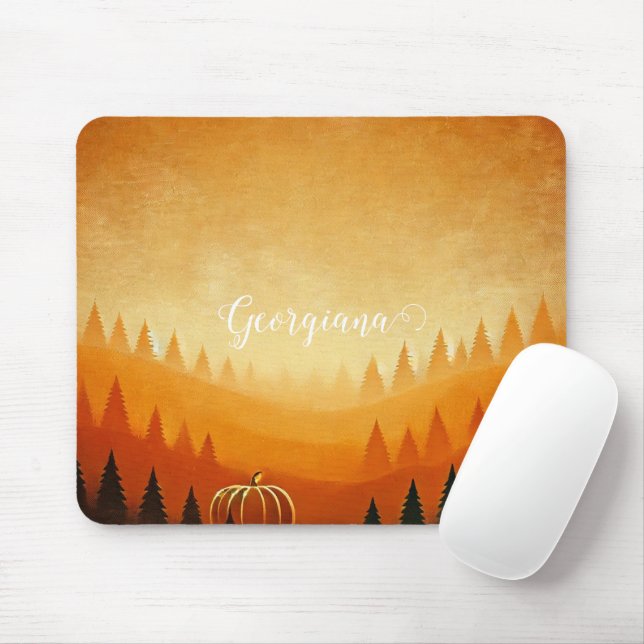 Personalised Pumpkin Harvest Autumnal Harvest Mouse Mat (With Mouse)