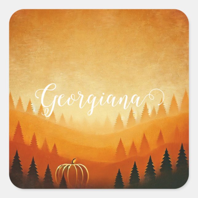 Personalised Pumpkin Harvest Autumnal Harvest Square Sticker (Front)