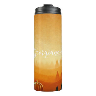 Personalised Pumpkin Harvest Autumnal Harvest Thermal Tumbler