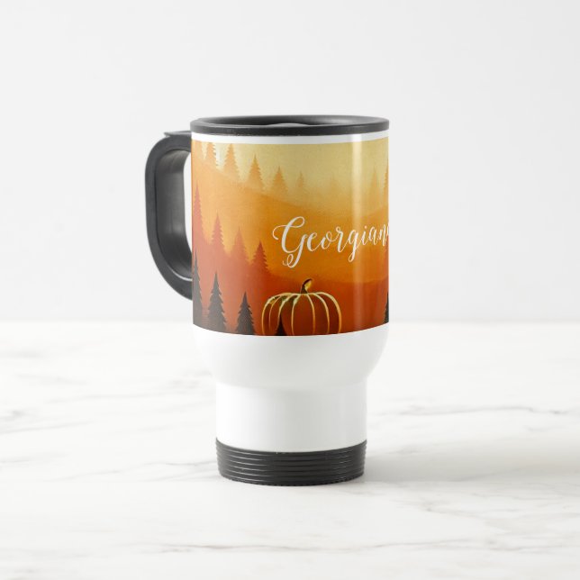 Personalised Pumpkin Harvest Autumnal Harvest Travel Mug (Front Left)