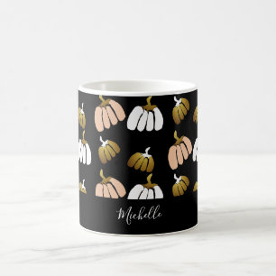 Personalised Pumpkin In Black, Blush, White, Gold Coffee Mug