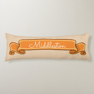 Personalised Pumpkin Orange Banner Ribbon On Cream Body Cushion