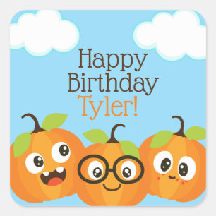 Personalised Pumpkin Patch Farm Kids Birthday Square Sticker