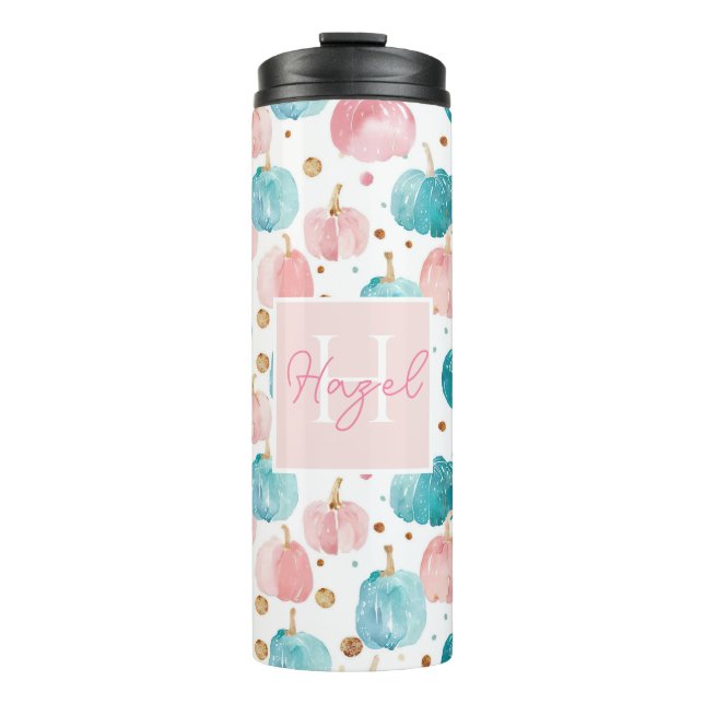 Personalised Pumpkin Pattern Thermal Tumbler (Front)