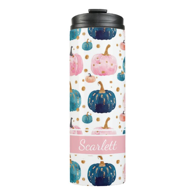 Personalised Pumpkin Pattern Thermal Tumbler (Front)