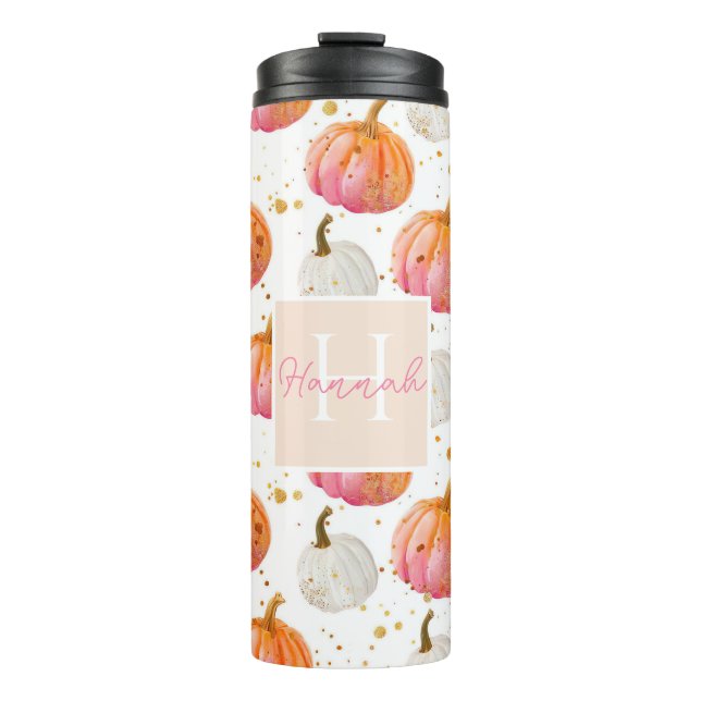 Personalised Pumpkin Pattern Thermal Tumbler (Front)