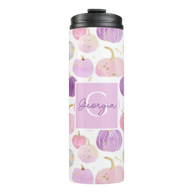 Personalised Pumpkin Pattern Thermal Tumbler (Front)
