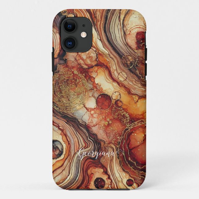 Personalised Pumpkin Spice Autumnal Alcohol Ink Case-Mate iPhone Case (Back)