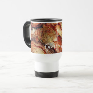 Personalised Pumpkin Spice Autumnal Alcohol Ink Travel Mug