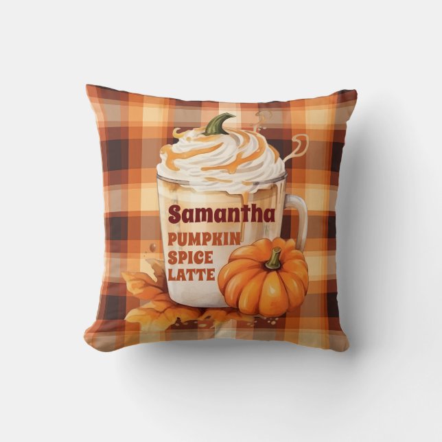 Personalised Pumpkin Spice Latte Cushion (Front)