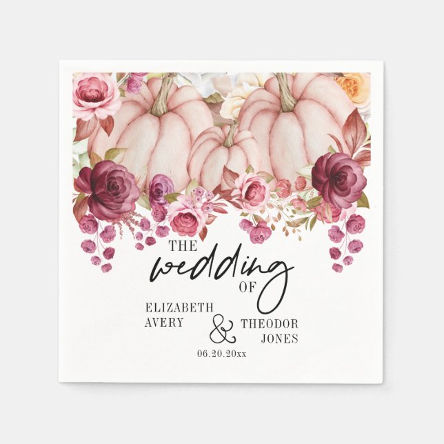 Personalised Pumpkin Wedding Autumn Napkin (Front)