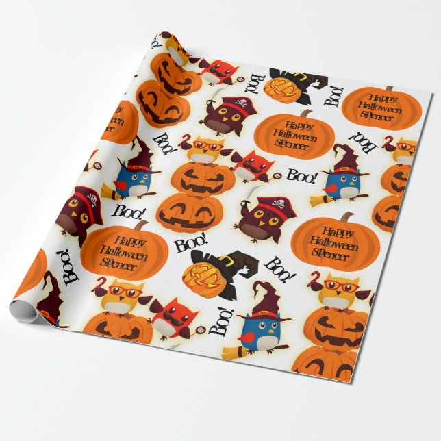 Personalised Pumpkins Halloween Wrapping Paper (Unrolled)