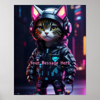 Personalised Punk Cyber Space Pilot Earphone Cat