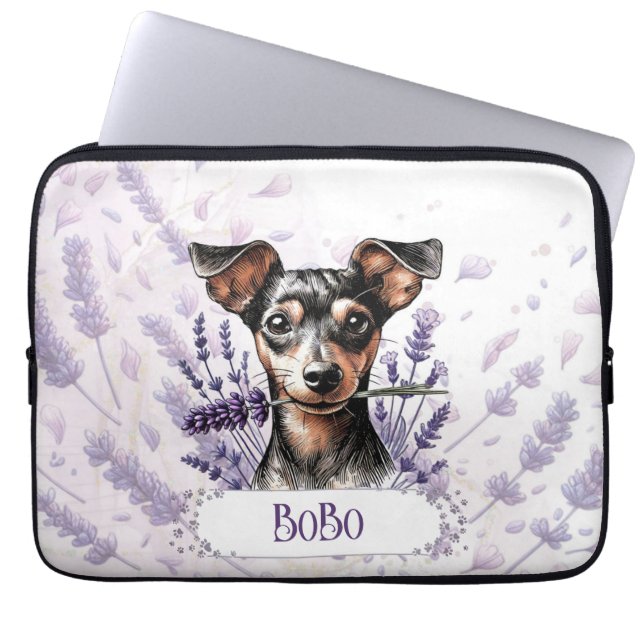 Personalised Pup – Min Pin Laptop Sleeve (Front)