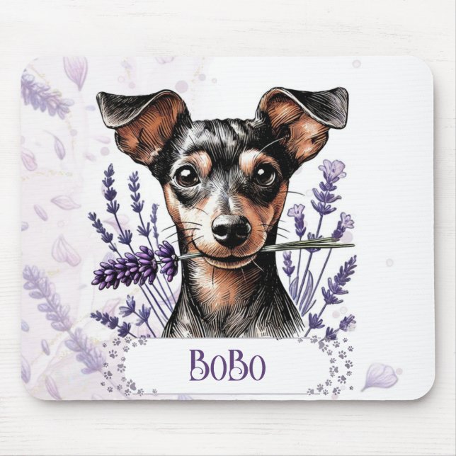 Personalised Pup – Min Pin Mouse Mat (Front)
