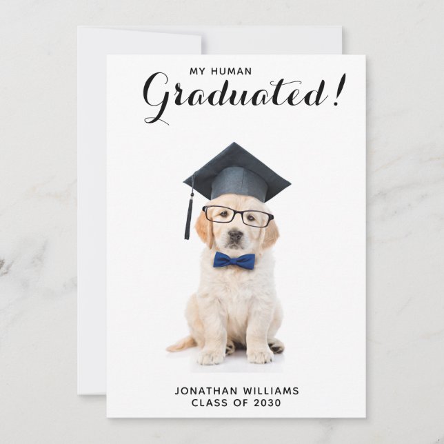 Personalised Puppy Dog Graduate Graduation Party Invitation (Front)