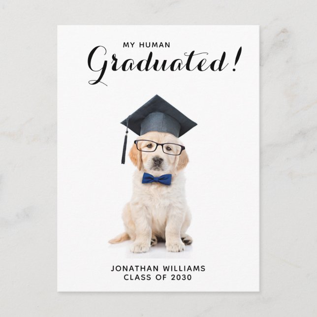 Personalised Puppy Dog Graduate Graduation Party Invitation Postcard (Front)