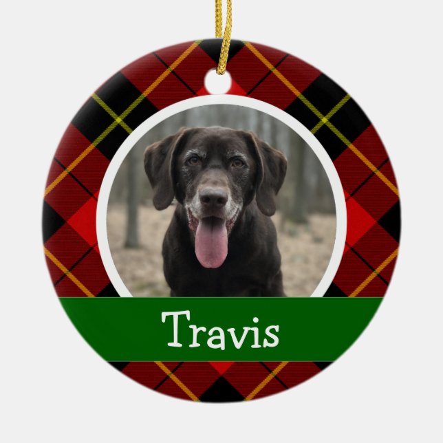 Personalised Puppy Dog Pet Photo Ceramic Tree Decoration (Front)