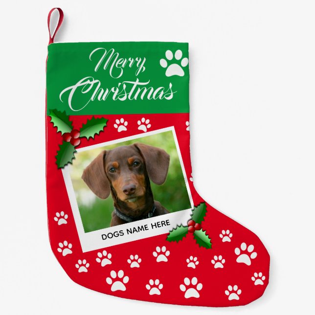 Personalised Puppy Dog Small Christmas Stocking (Front)