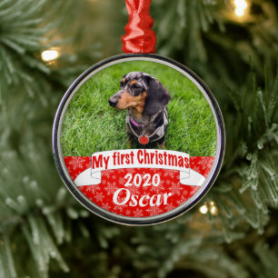 Personalised Puppy’s First Christmas Metal Tree Decoration