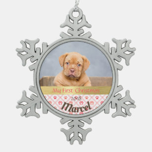 puppys first christmas tree decorations ornaments zazzle co uk puppy s first christmas